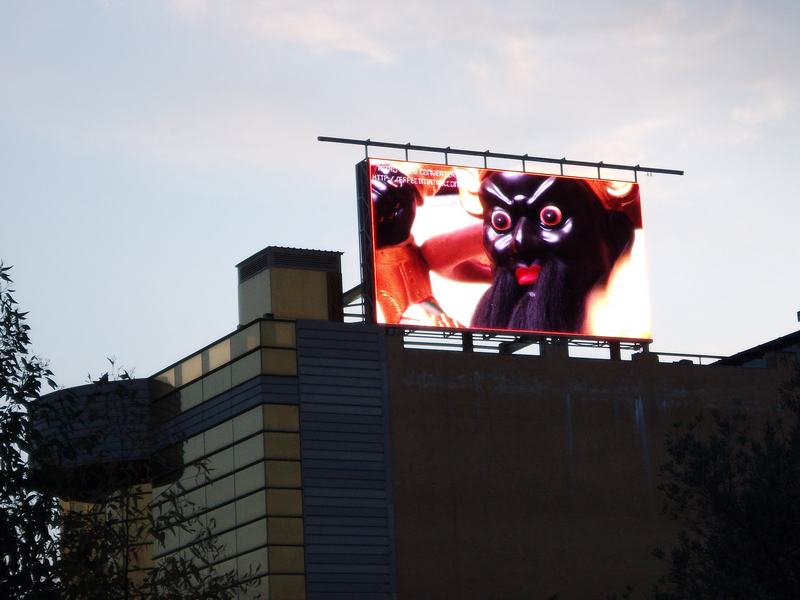 P20 outdoor LED advertising display by LEDA DISPLAY mounted on the rooftop of an office building in Syria