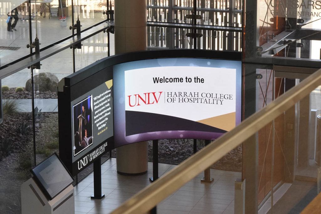 LEDA LED display installed at Jinan University’s teaching hall entrance for image showcasing and information announcements