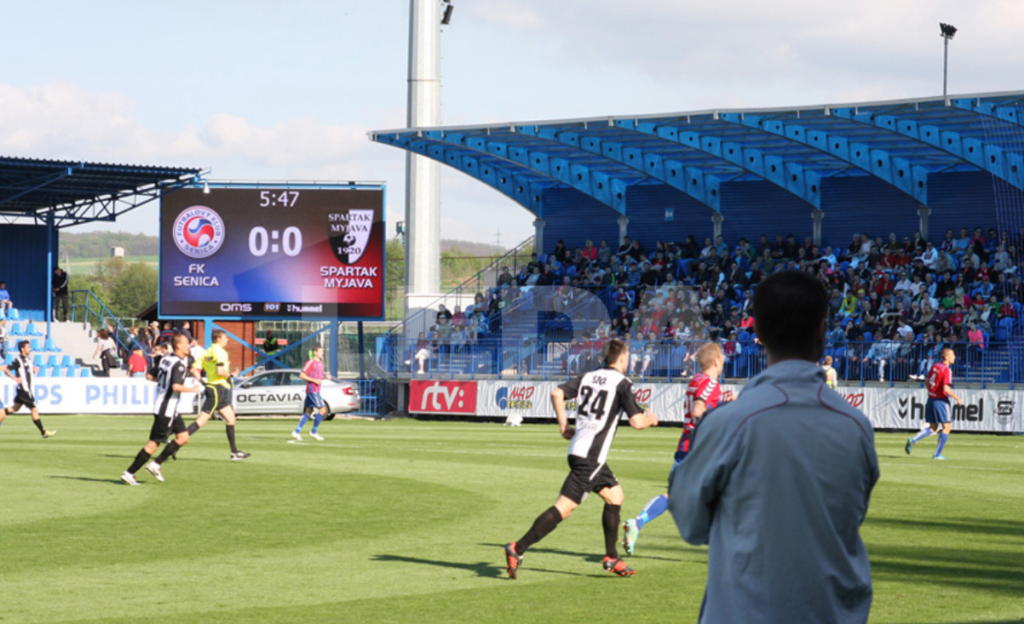 LEDA display screens are being used at a football match venue in Slovakia.